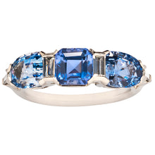  Blue Sapphire and Diamond Platinum Ring