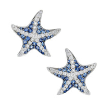  Mio Harutaka 18k White Gold with Blue Sapphire and Diamonds Starfish Earrings