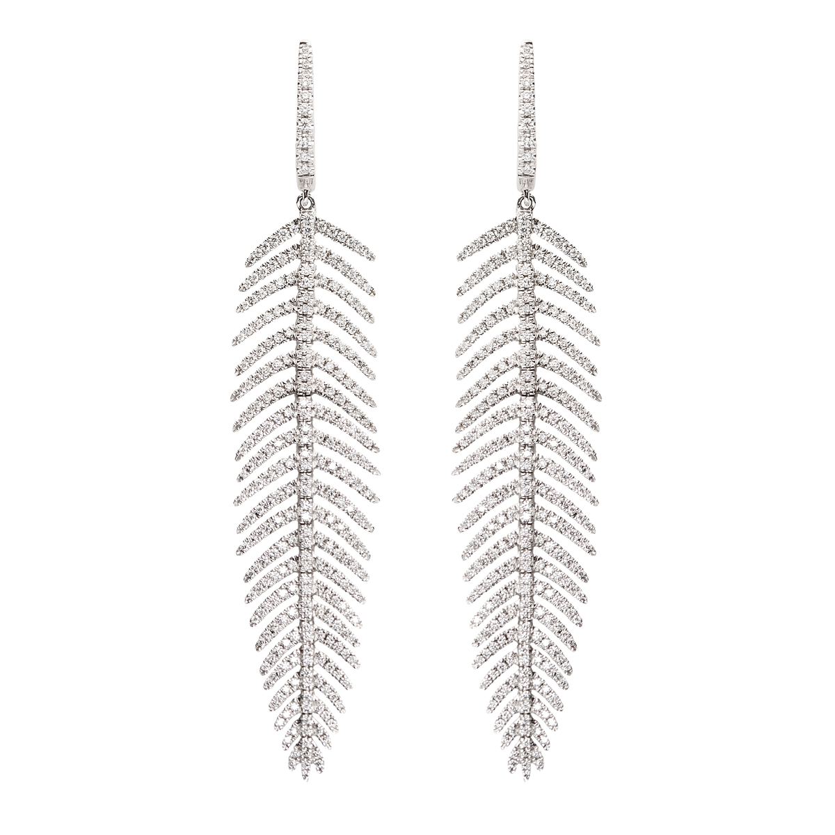 Diamond hot sale feather earrings