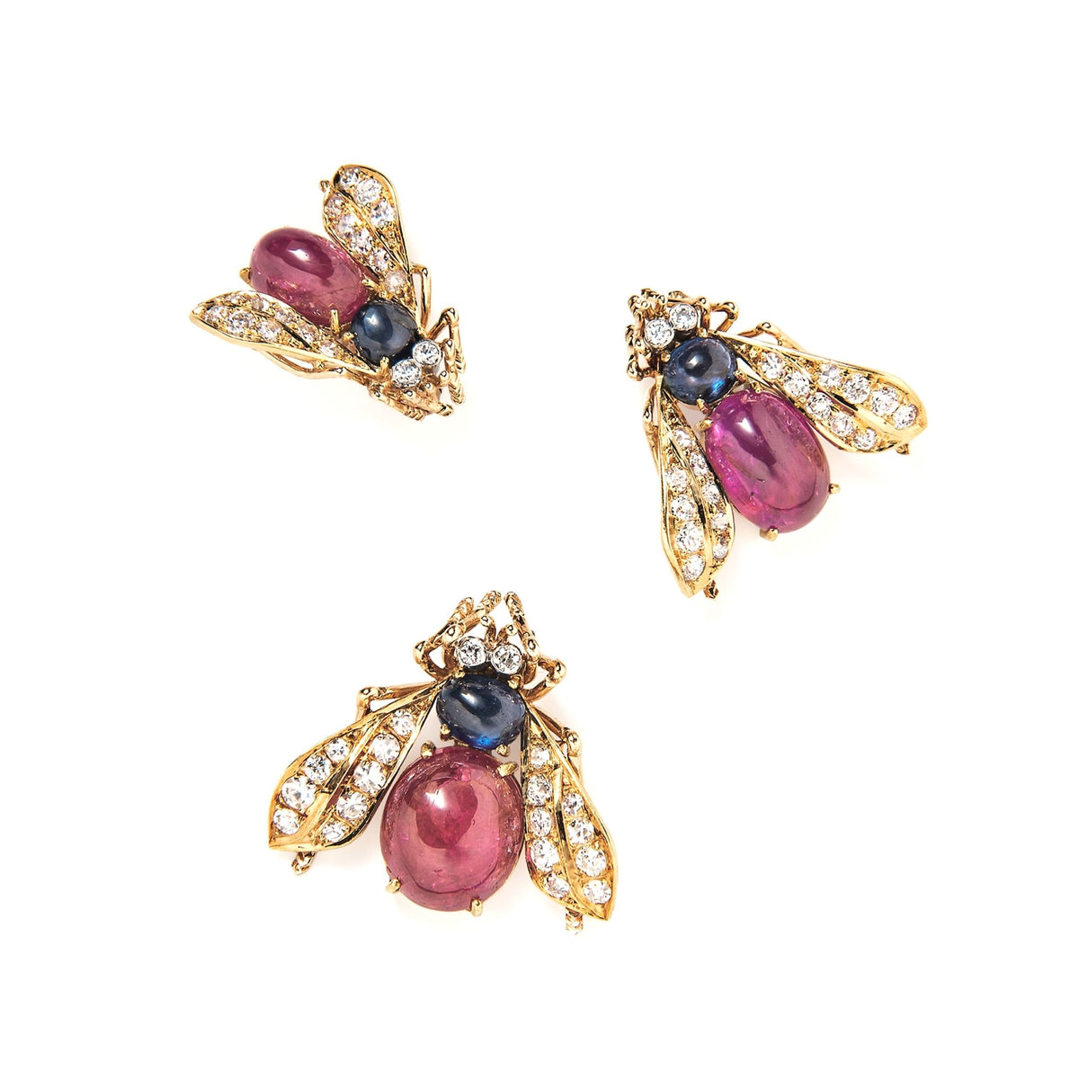 Van Cleef & Arpels Set of Three Ruby, Sapphire, and Diamond Bracelets