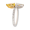 Twin-Stone Fancy Intense Yellow Diamond and Diamond Ring