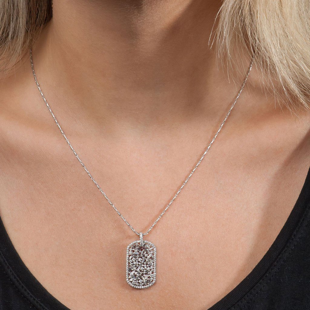 Suzanne Kalan Medium Diamond Dog Tag Necklace | Tiina Smith Jewelry