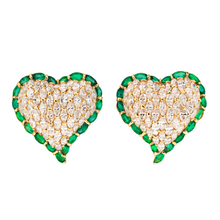  Moussaieff One of a Kind Diamond and Emerald Heart Earrings
