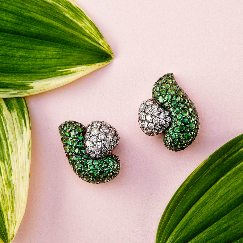 
                      
                        Tsavorite and Diamond Ear Clips
                      
                    