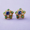 David Webb Sapphire, Emerald, Diamond and Gold Ear Clips