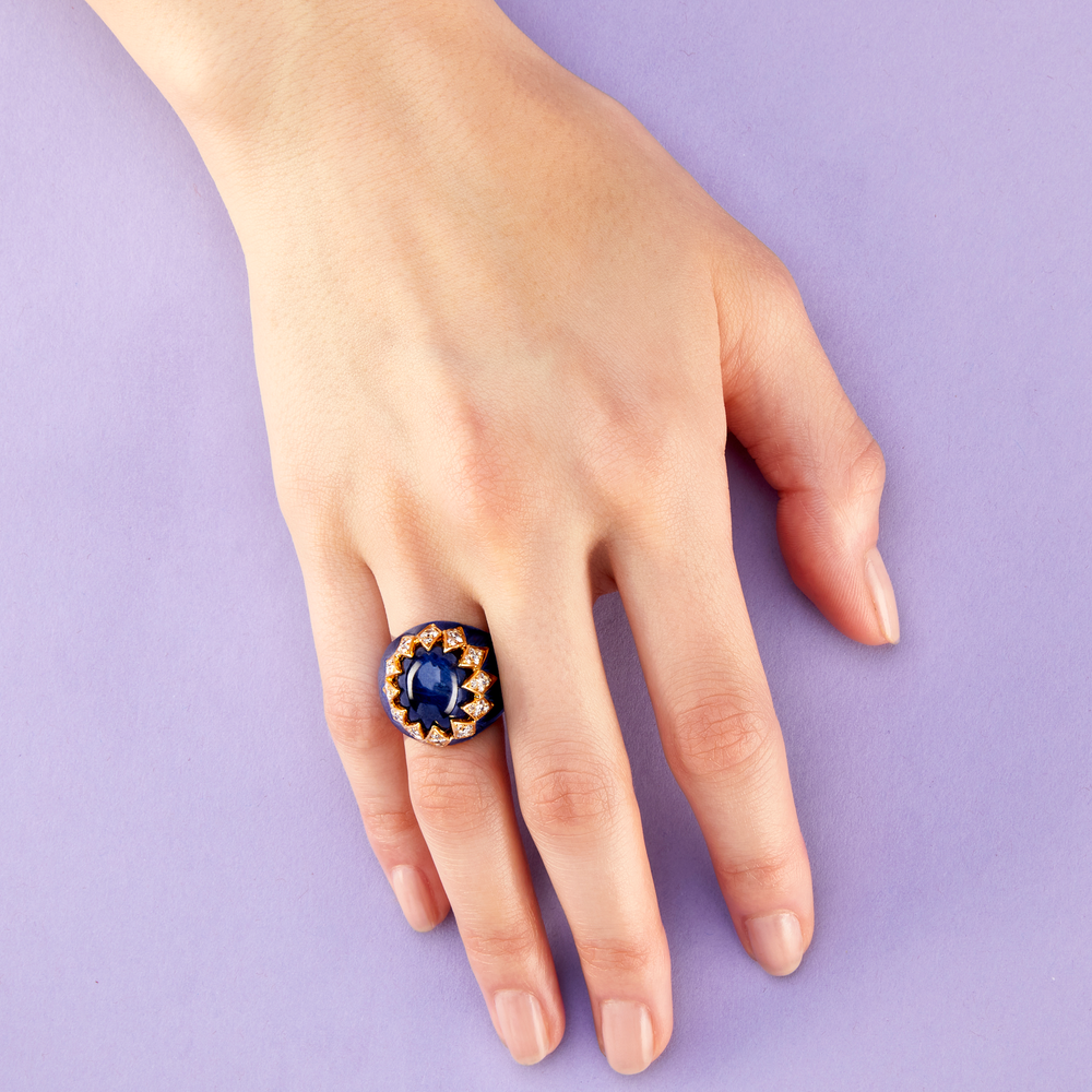 
                      
                        Van Cleef & Arpels Sapphire, Diamond and Enamel Dome Ring
                      
                    