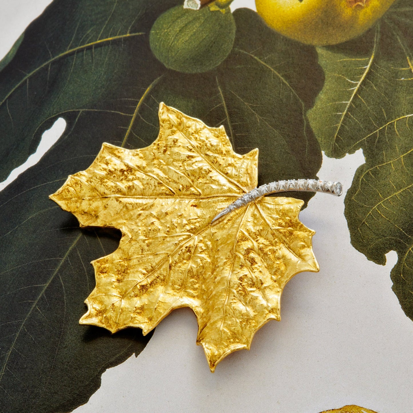 19k Gold and Diamond Leaf Brooch