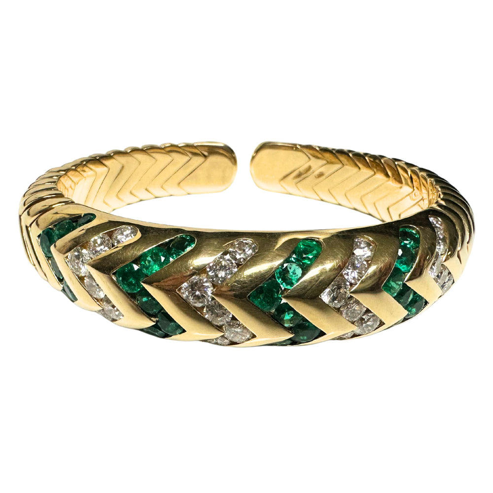 Bulgari Vivid Emerald and Diamond Cuff