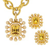 Kieselstein Cord Hefty 18k Gold Link Necklace with Substantial Detachable Citrine and Diamond Pendant Suite