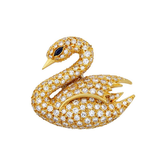 Van Cleef & Arpels Diamond and Sapphire Swan Brooch