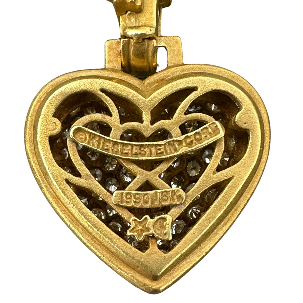 
                      
                        Kieselstein Cord 18k Gold Diamond Link Chain with Detachable Diamond Heart Pendant
                      
                    