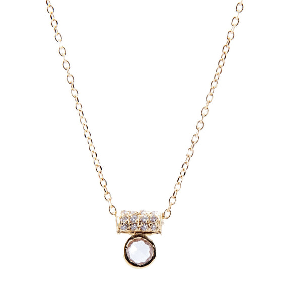 White Sapphire & Diamond Tube Necklace