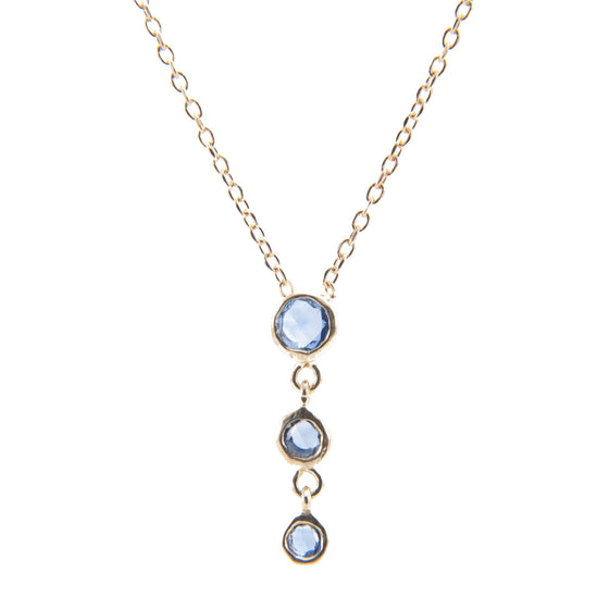 Cascading Trinity Blue Sapphire Necklace