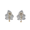 Oscar Heyman 18k Gold and Platinum Diamond and Blue Sapphire Leaf Ear Clips