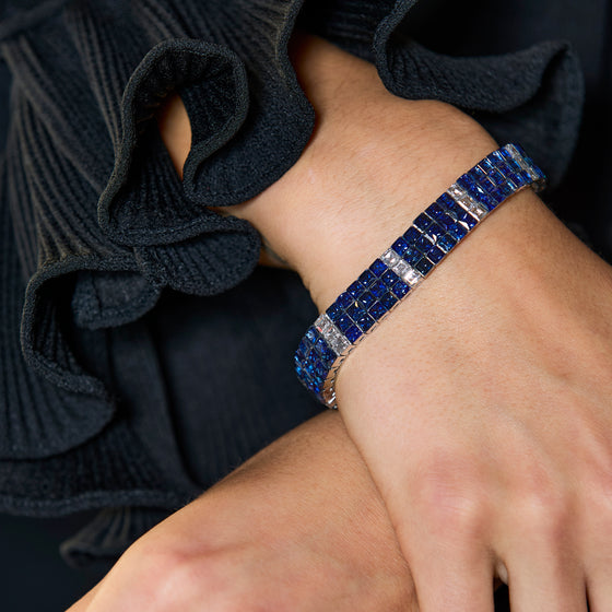 Sapphire and Diamond Invisibly Set Bracelet