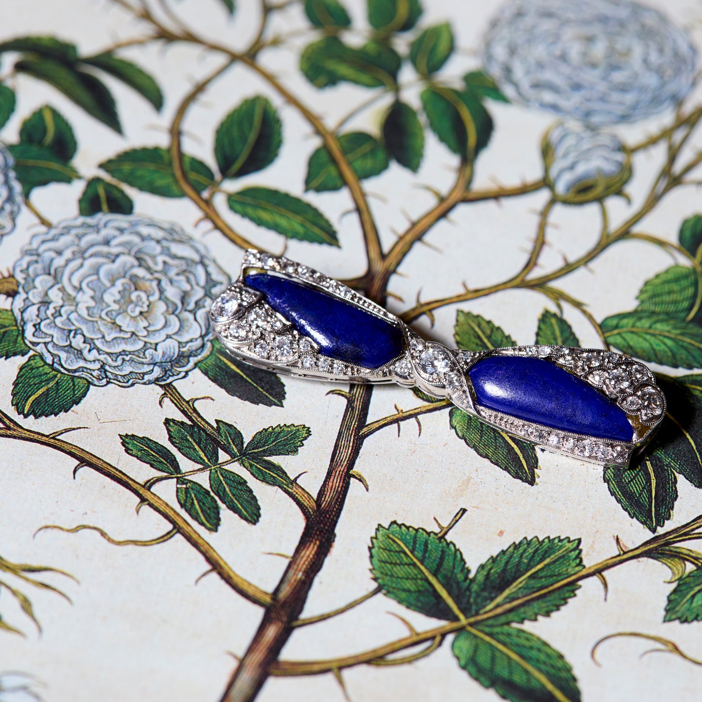 Art Deco Lapis Lazuli and Diamond Bow Brooch