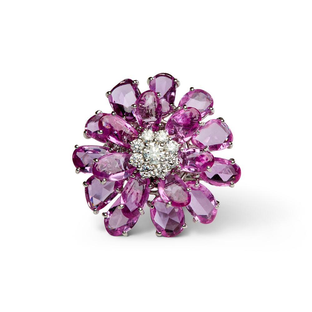 
                      
                        Moussaieff Pink Sapphire and Diamond Flower Ring
                      
                    