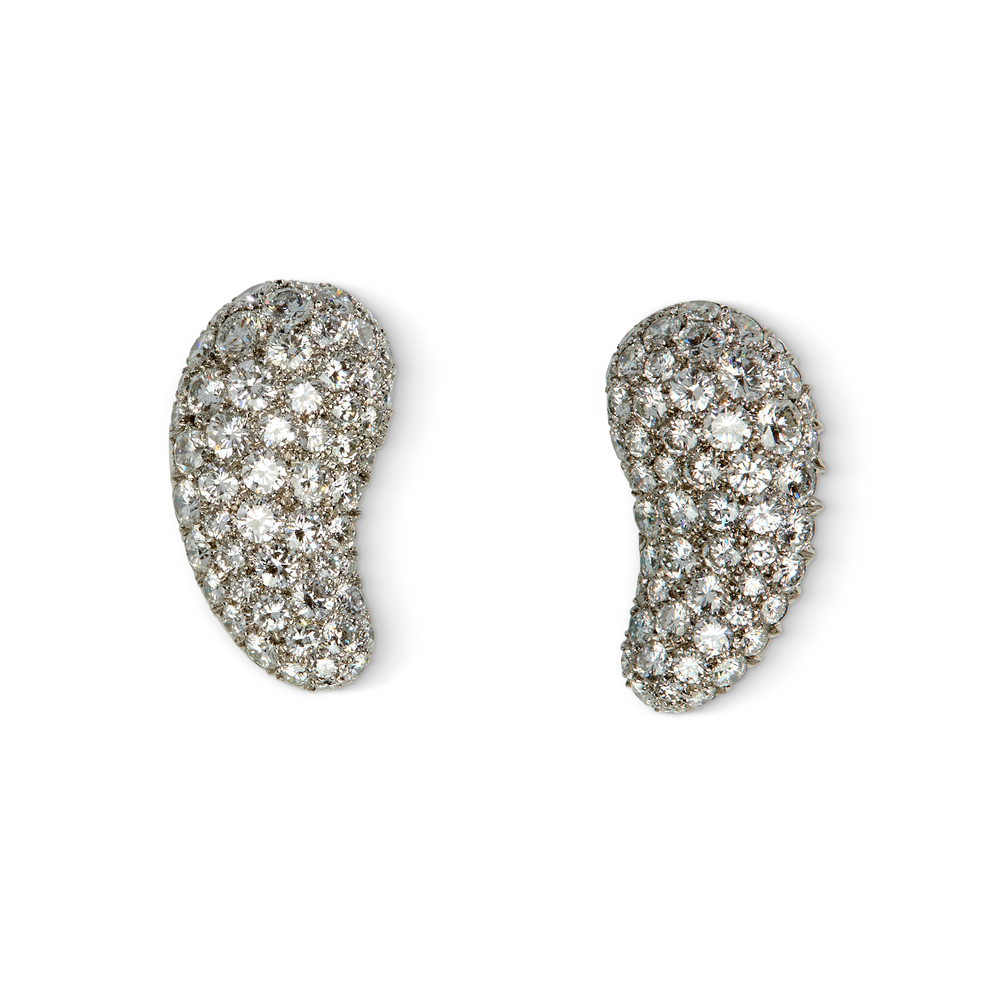 
                      
                        Tiffany & Co. Elsa Peretti Vintage Diamond and Platinum “Bean” Ear Clips
                      
                    