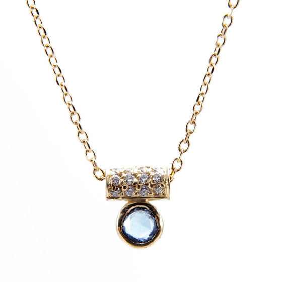 Blue Sapphire & Diamond Tube Necklace