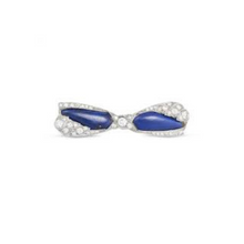  Art Deco Lapis Lazuli and Diamond Bow Brooch