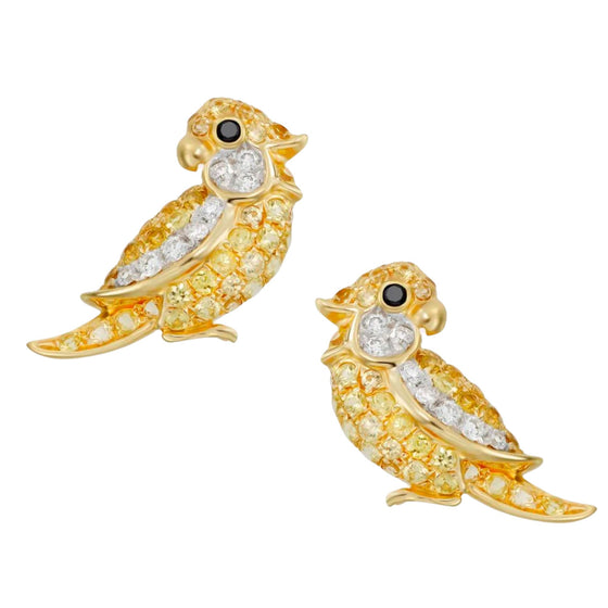 Mio Harukata 18k Yellow Gold and Yellow Sapphire and Diamond Little Bird Earring