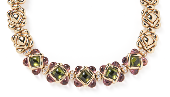 Van Cleef & Arpels Peridot, Pink Tourmaline and Diamond Necklace