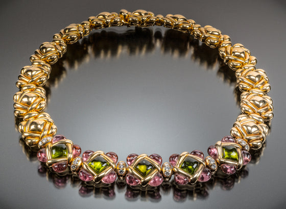 Van Cleef & Arpels Peridot, Pink Tourmaline and Diamond Necklace