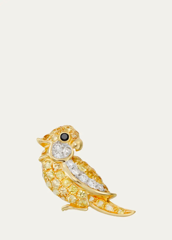 Mio Harutaka 18k Yellow Gold and Yellow Sapphire and Diamond Little Bird Earring