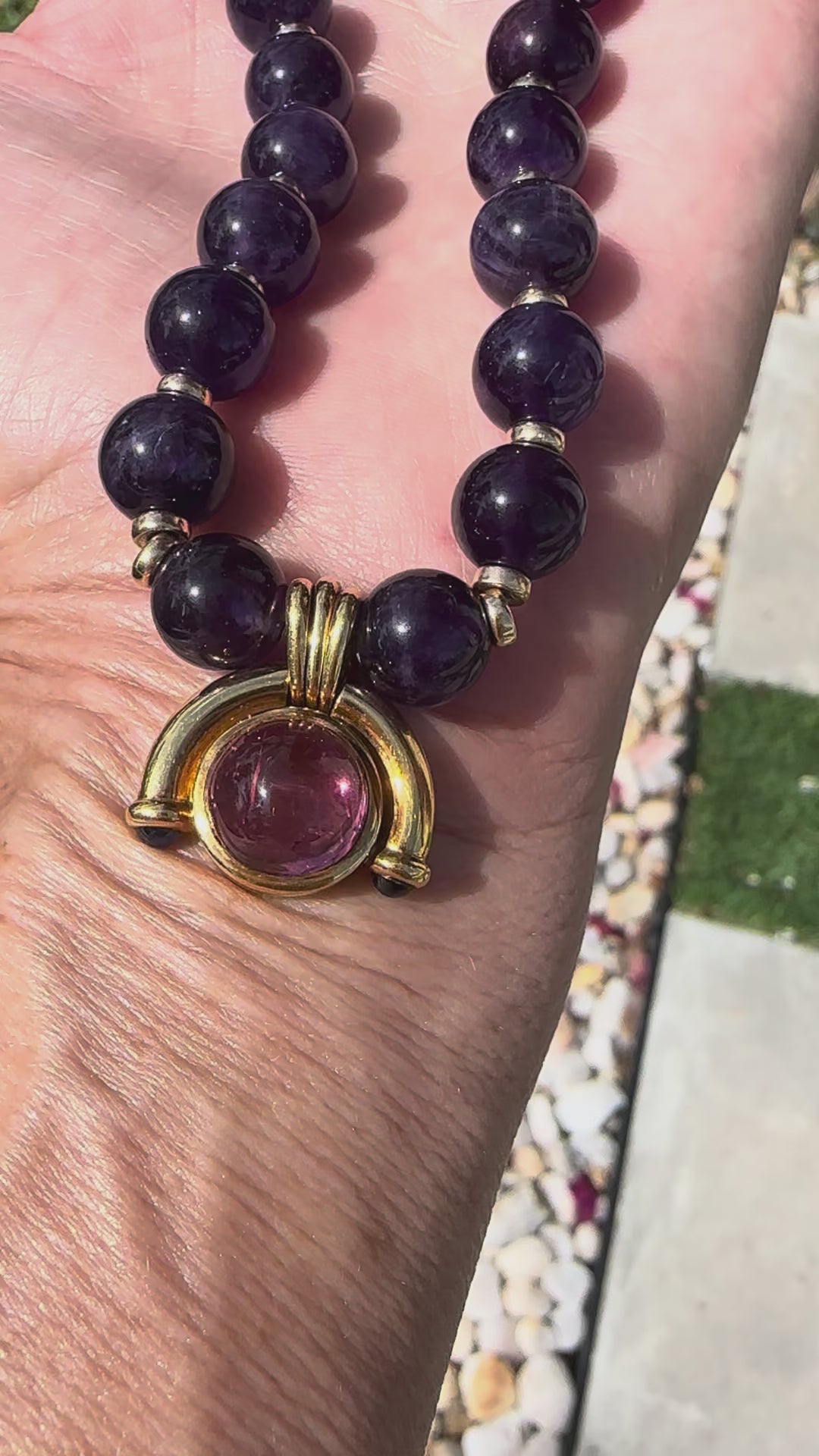 Bulgari Amethyst Bead with Pink Tourmaline Pendant