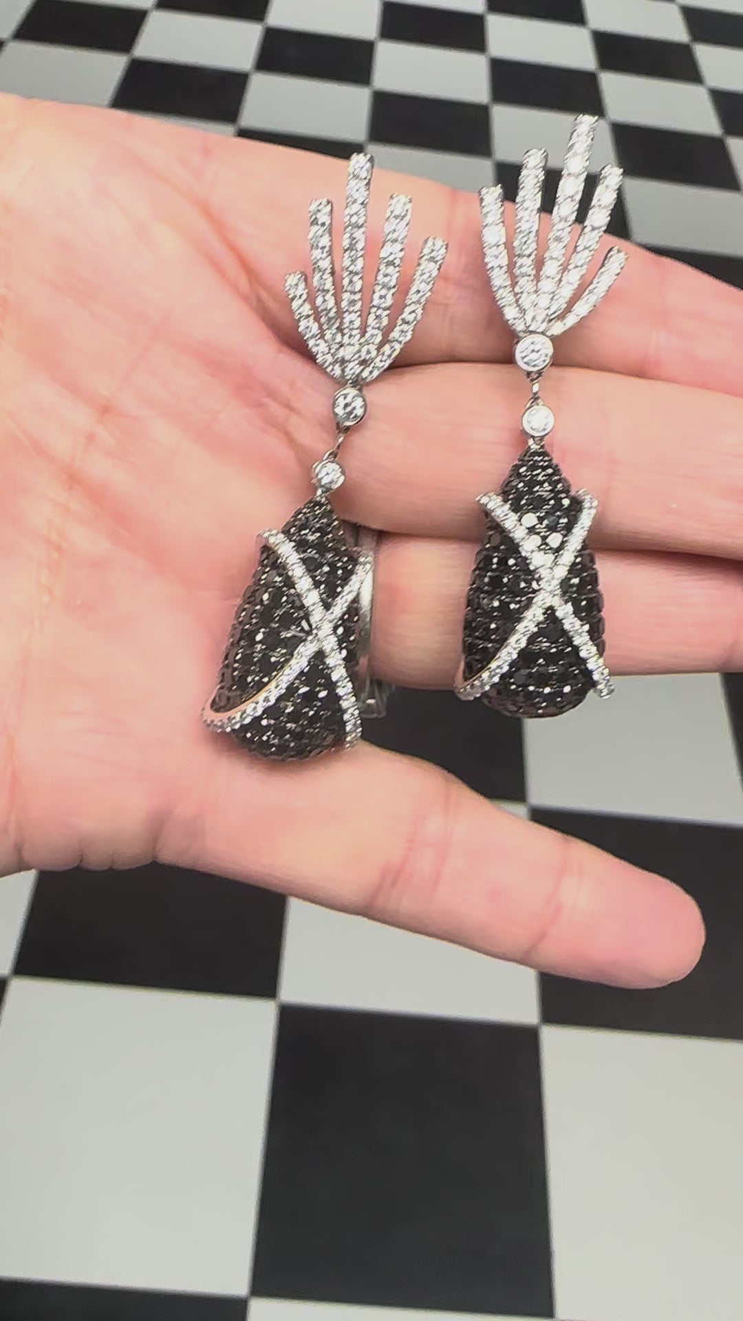 Black Diamond and Diamond Earrings
