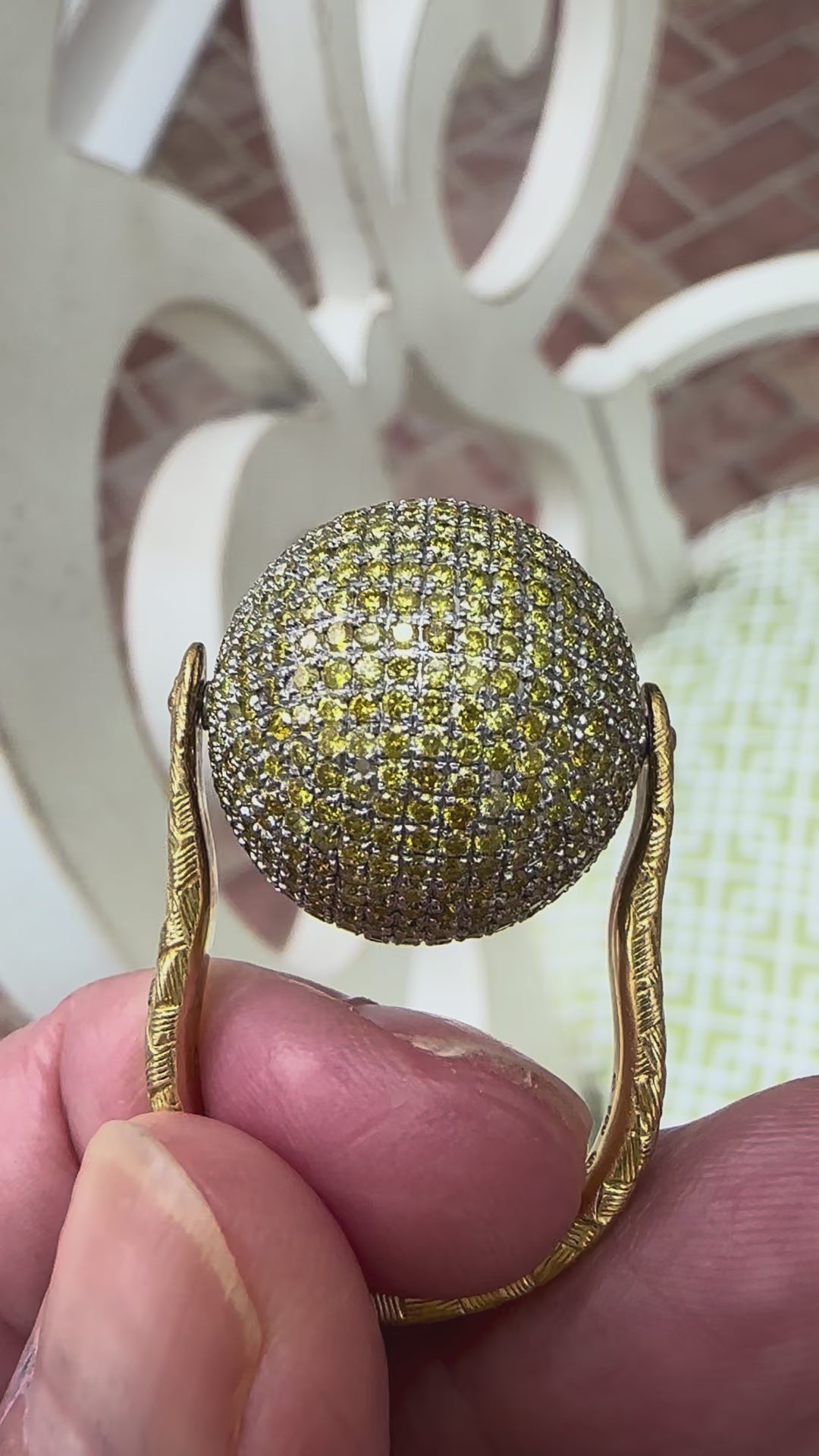 Bottega Veneta “Sfera” Rotating Yellow Diamond Sphere Ring Circa 2010