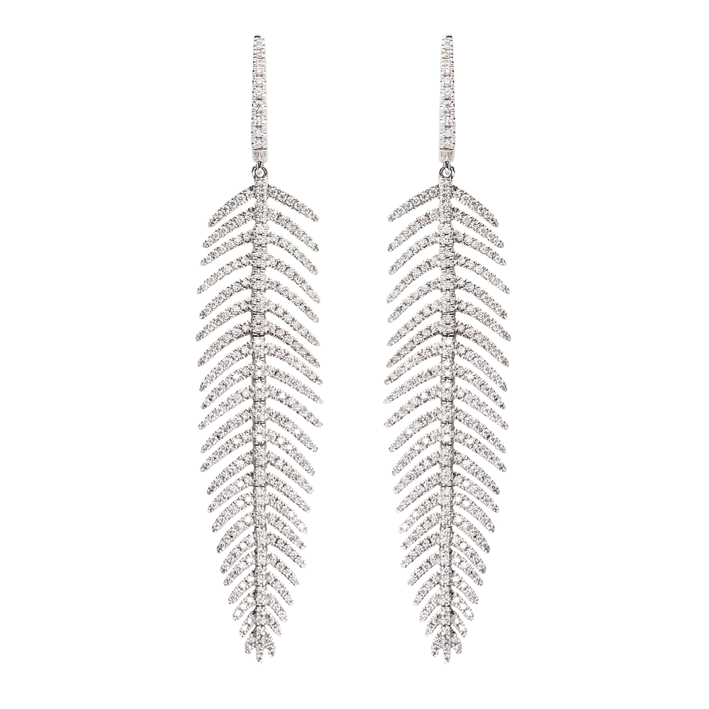 Diamond Feather Earrings