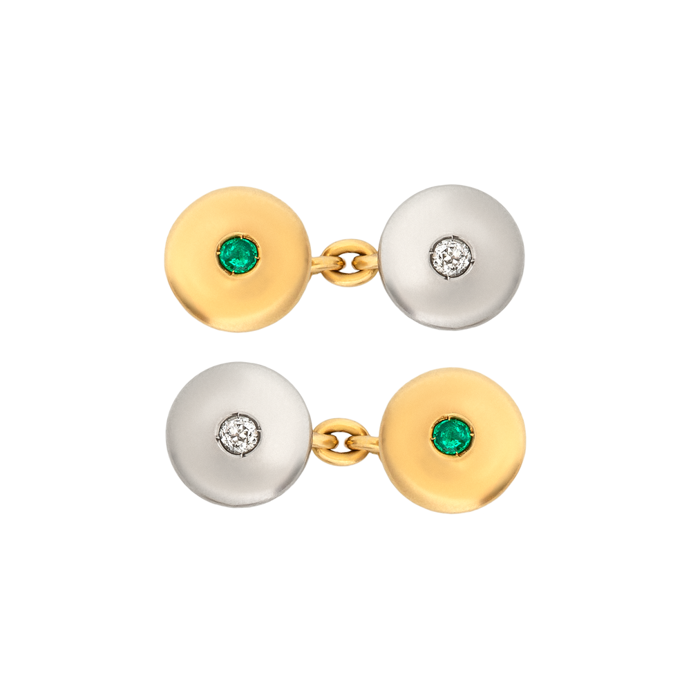 Lacloche Frères Emerald and Diamond Set Cufflinks