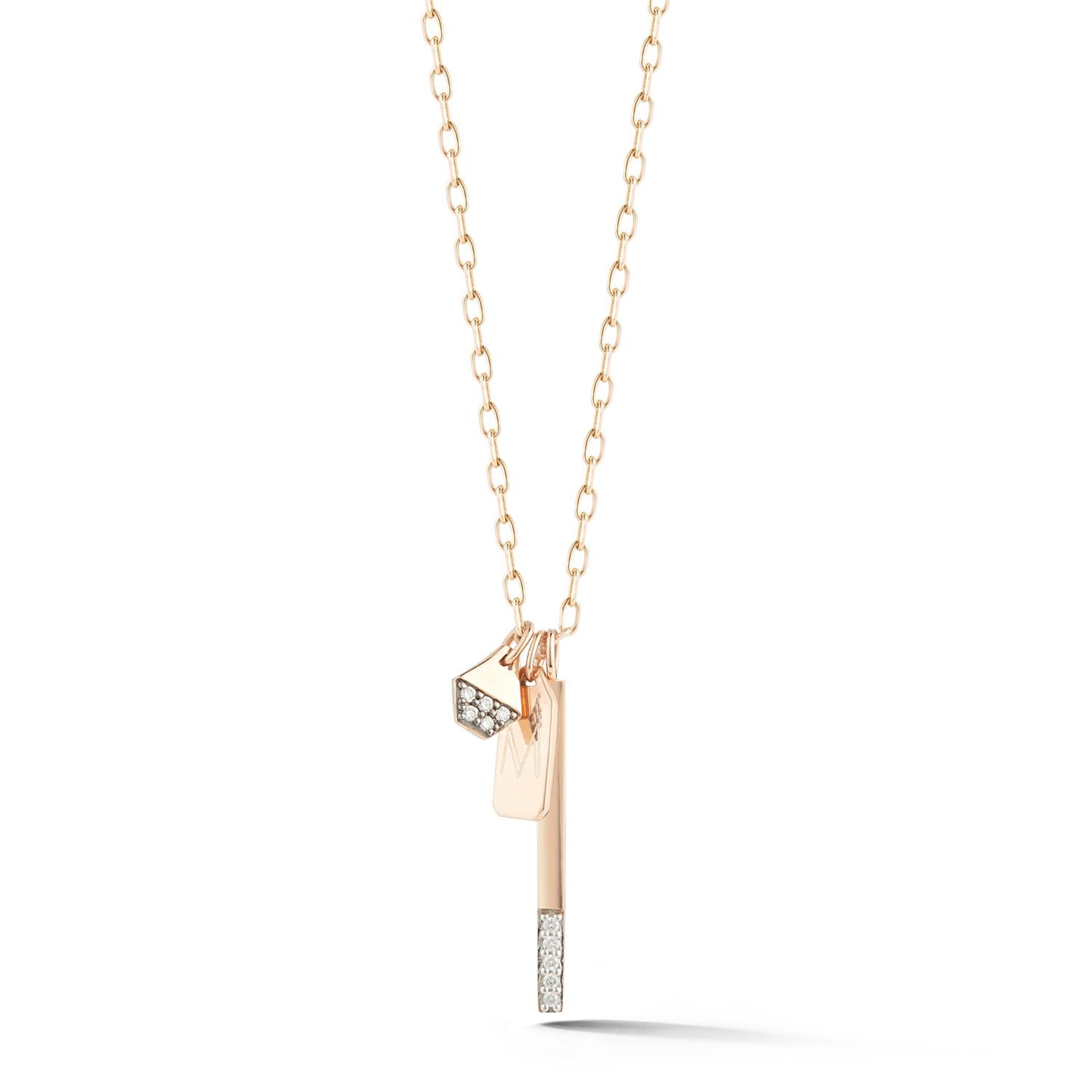 Dora 18K Rose Gold and Diamond Mini Hexagon Charm 