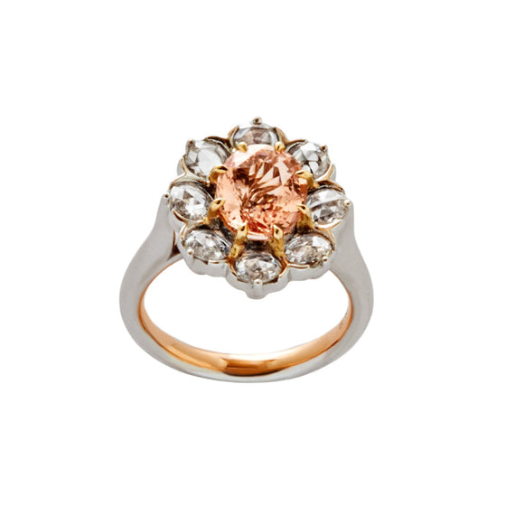 A Padparadscha Sapphire and Diamond Ring