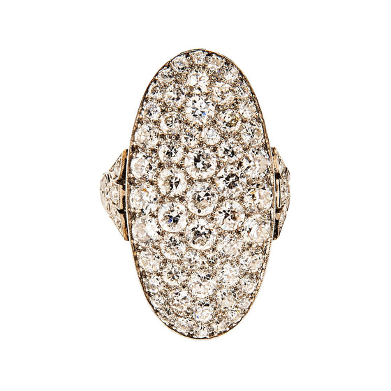 Art Deco Diamond and Platinum Shield Ring