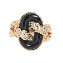  Van Cleef & Arpels Black Onyx, Gold and Diamond Link Ring