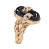 Van Cleef & Arpels Black Onyx, Gold and Diamond Link Ring