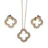 Van Cleef & Arpels Gold and Diamond Alhambra Pendant Necklace and Ear Clips
