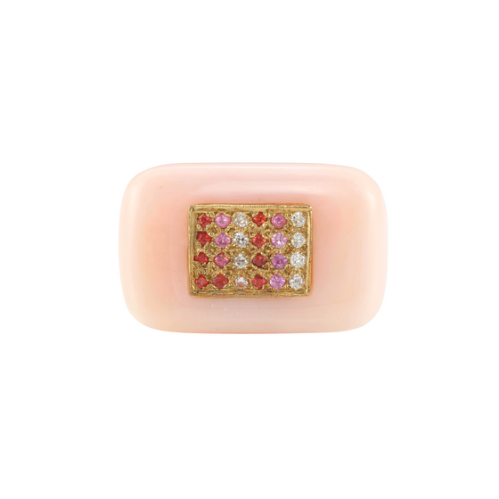 Kara Ross Pink Sapphire, Rose Garnet, Diamond and Pink Opal Ring