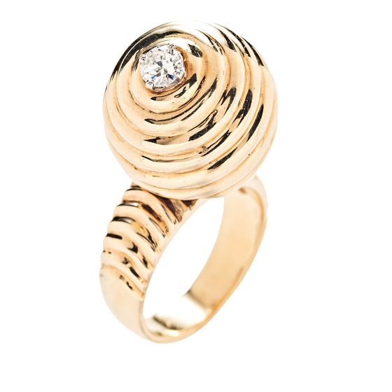Norman Teufel 18k Yellow Gold and Diamond Spinner Ring