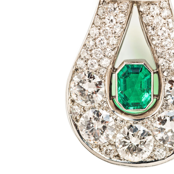 Suzanne Belperron Convertible Platinum, Emerald and Diamond Pendant Necklace