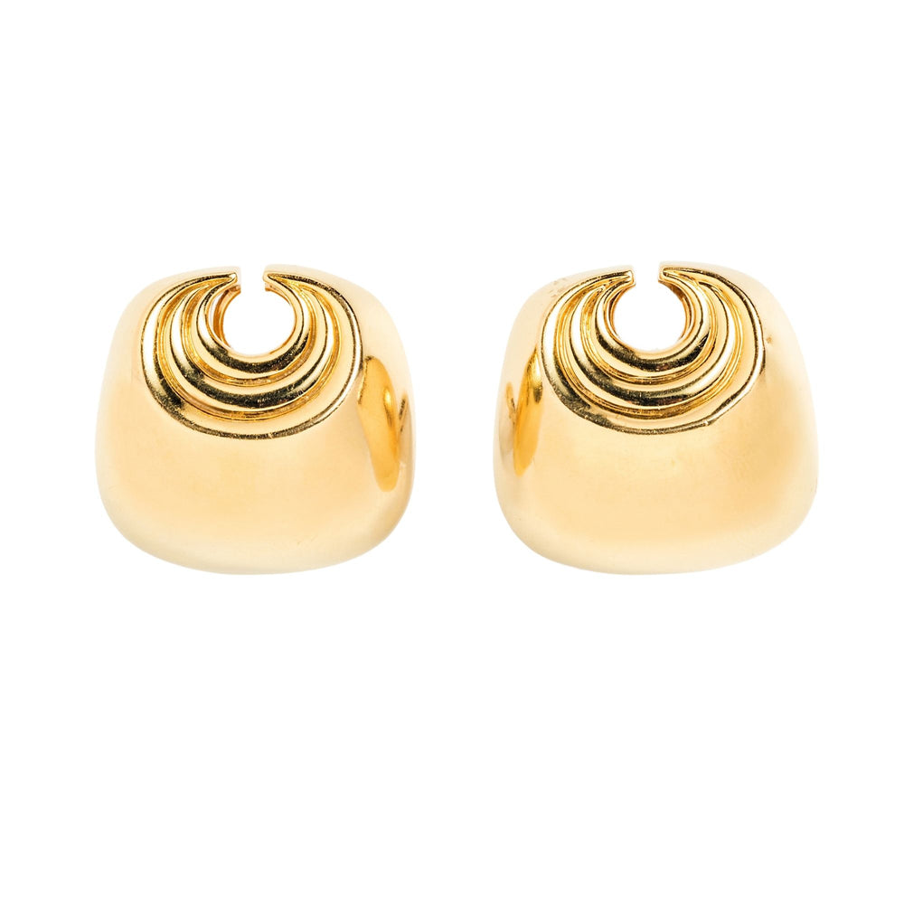 David Webb 18k Yellow Gold Scallop Form Ear Clips