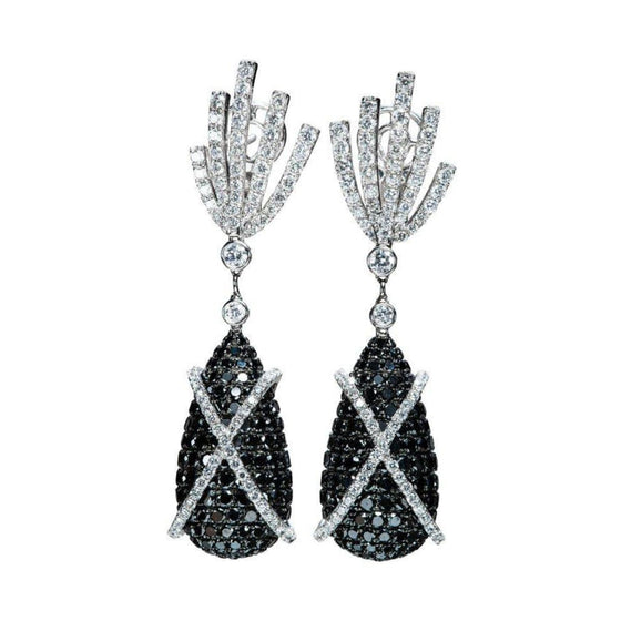 Black Diamond and Diamond Earrings