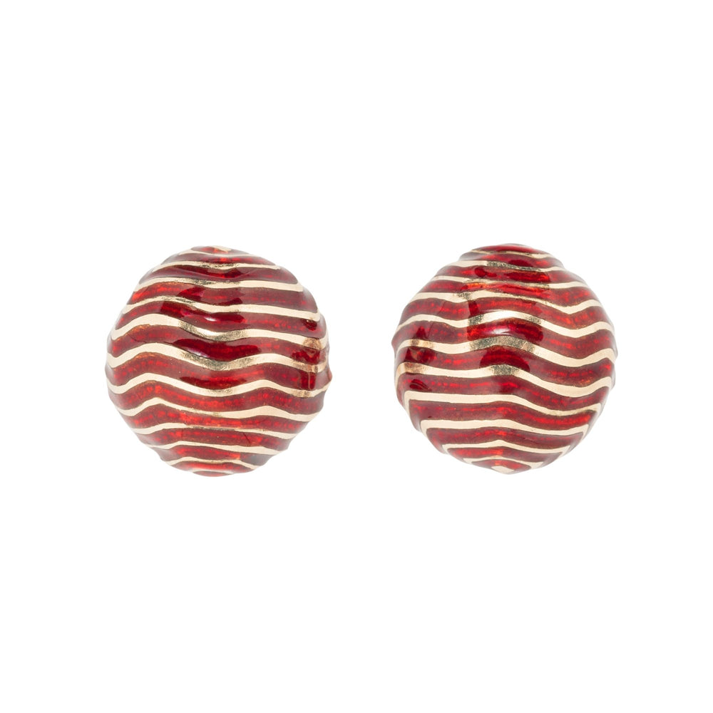 David Webb Red Enamel Dome Earrings