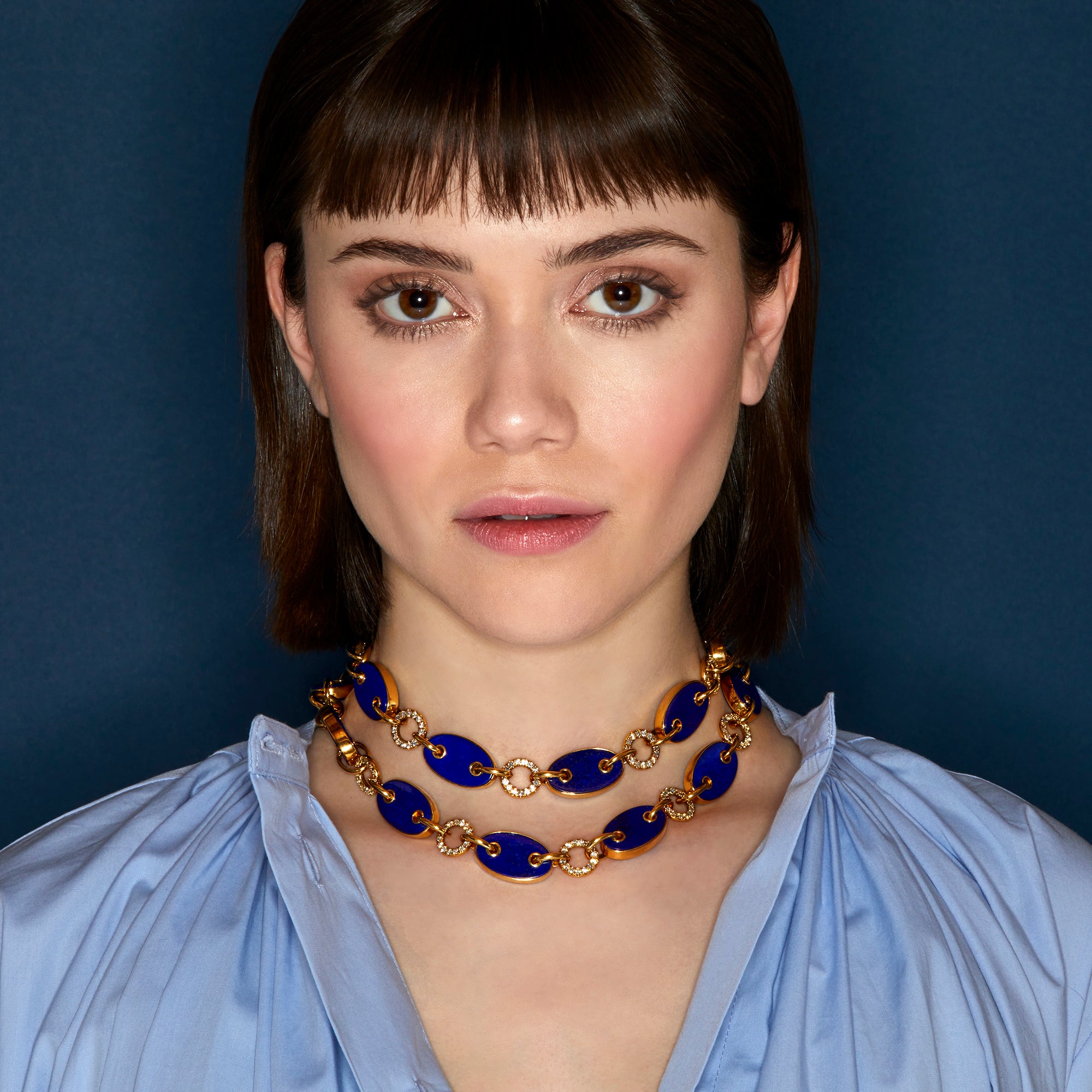 Aletto Brothers Lapis Lazuli and Diamond Marine Link Necklace