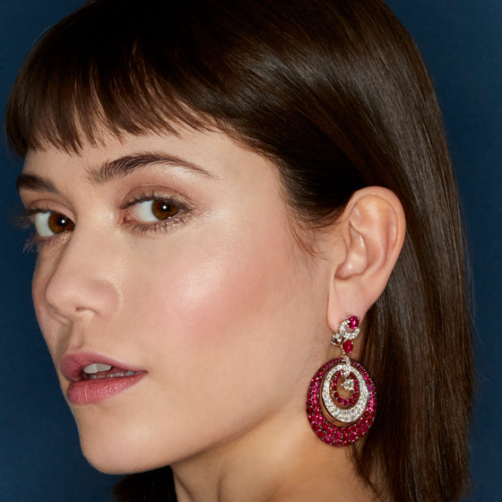 Graff Ruby and Diamond Pendant Earrings