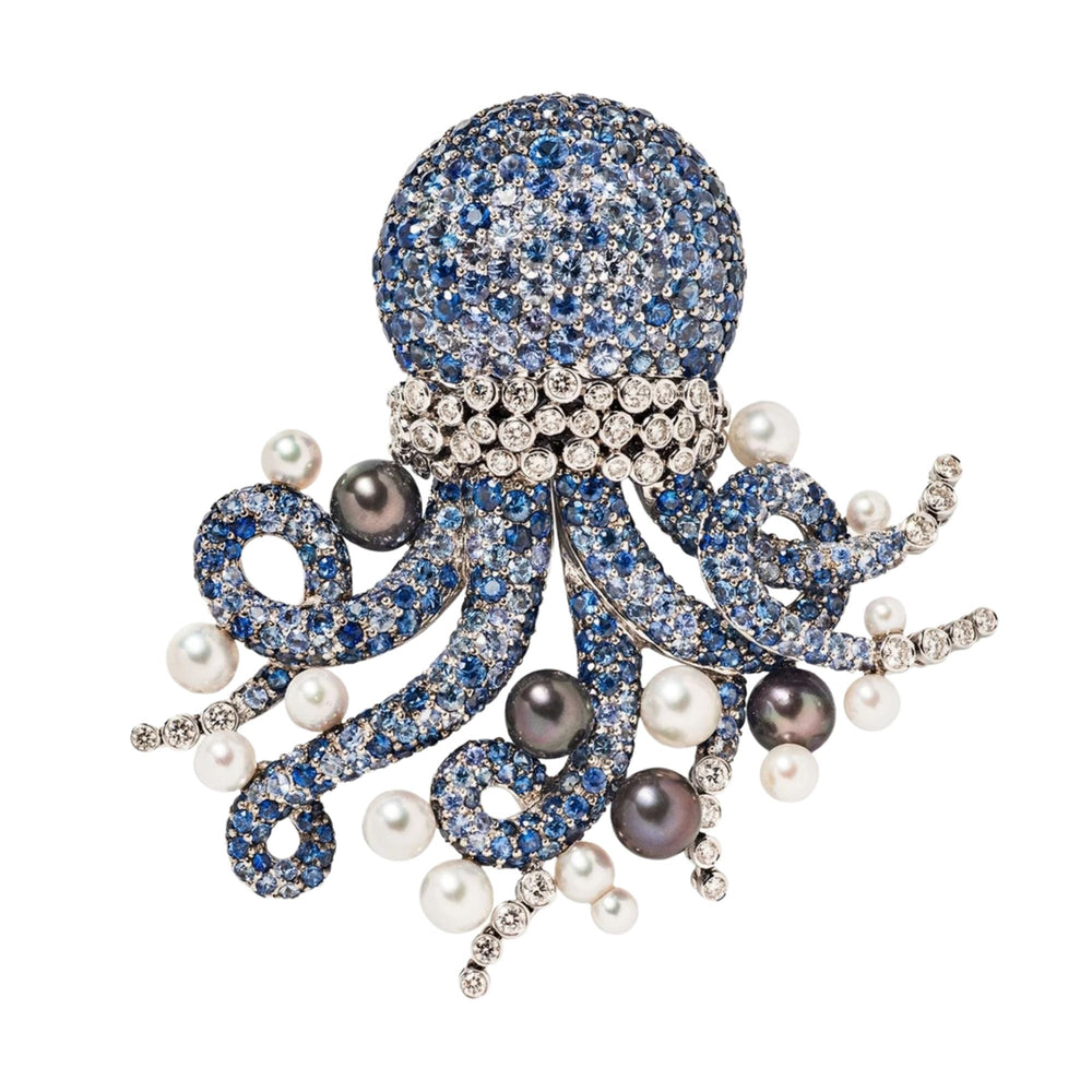 Michele della Valle Sapphire and Diamond Octopus Brooch