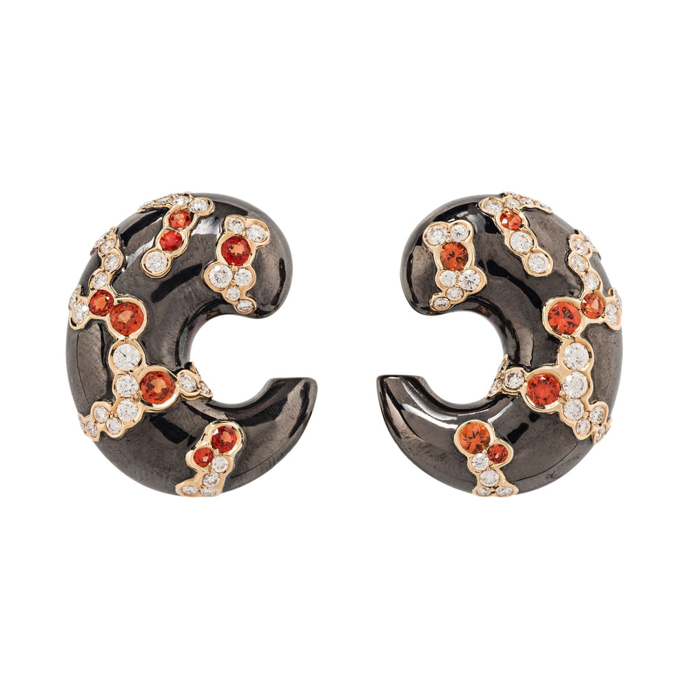 Marina B Orange Sapphire and Diamond Cuf Ear Clips