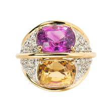  Verdura 18k Yellow Gold and Diamond Dome Ring with Pink and Yellow Sapphires